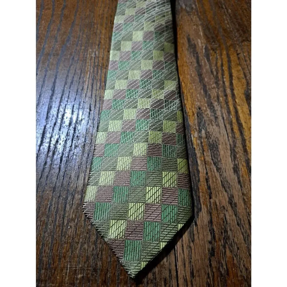 New Galo Cossinni Silk Handmade Mens Dress Neck Tie Green Brown